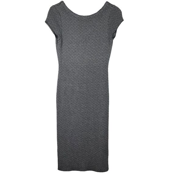 Zara Knit Dress Bodycon Scoop Back Cap Sleeve Black White Herringbone Size Small - Picture 1 of 8